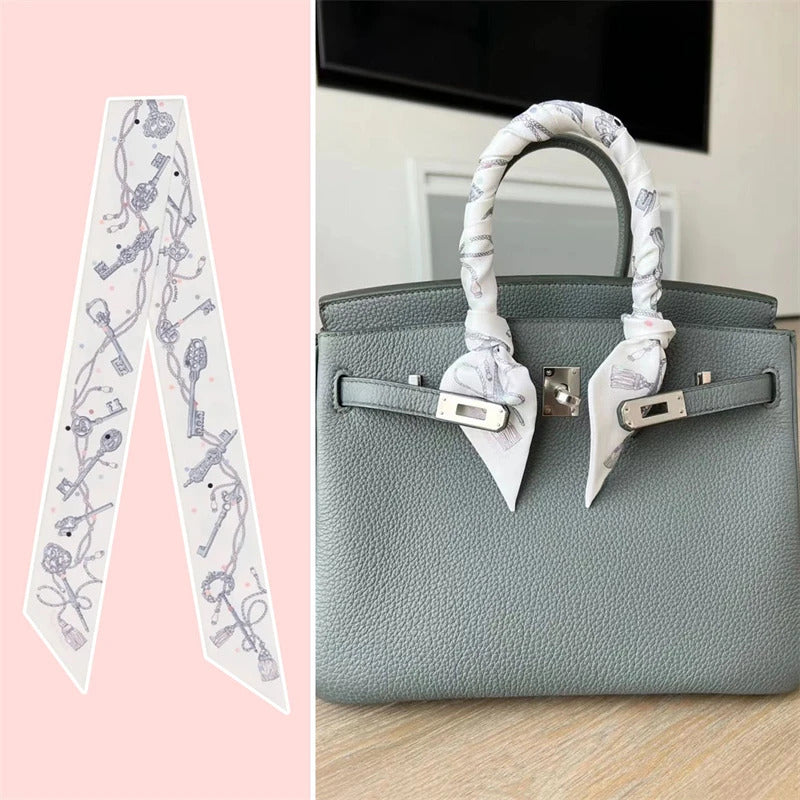 2022 Luxury Silk Scarf Slim Hair Accessories Fashion Bag Handle Ribbon Ladies Horse Print Headband Belt Ladies Fall New 60SKU