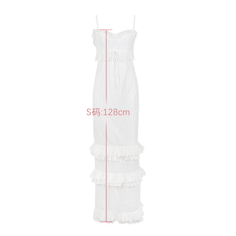 Mingmingxi Summer Elegant White Women Ready To Wear Dresses Maxi Luxury Lace Bodycon Wedding Event Party Dress Formal Occsaion