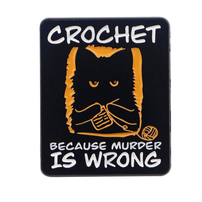 Black Cat Crochet Enamel Pin Funny Brooch Pines Lapel Pins Badge on Backpack Clothing Accessories Animal Jewelry Friends Gifts