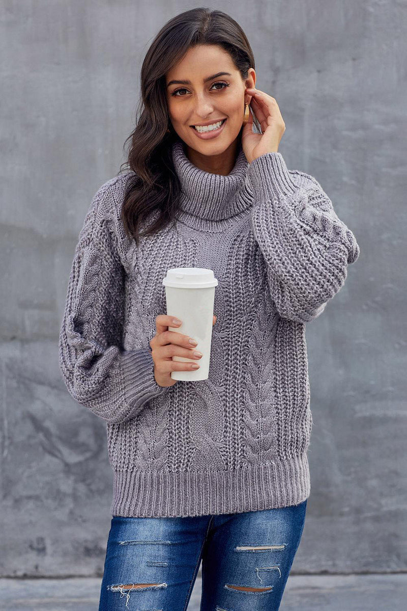 Gray Chunky Turtleneck Sweater