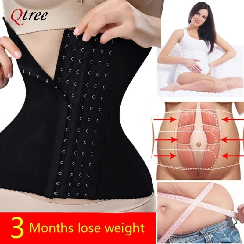 Qtree Dress Slimming Waist Trainer Belt Shapewear Women Belly Cincher Body Shaper Fat Compression Strap Girdles Firm Hook Corset