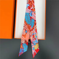 Luxury Design Horse Print Skinny Silk Ribbon Scarf Women5x85cm Hairband Soft Satin Female Foulard Floral Headband Bag Neck Ties