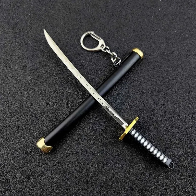 Mini Roronoa Zoro Samurai Sword Keychain Anime Scabbard Key Ring Katana Buckle Key Chain for Men Women Cosplay Toy Jewelry Gift