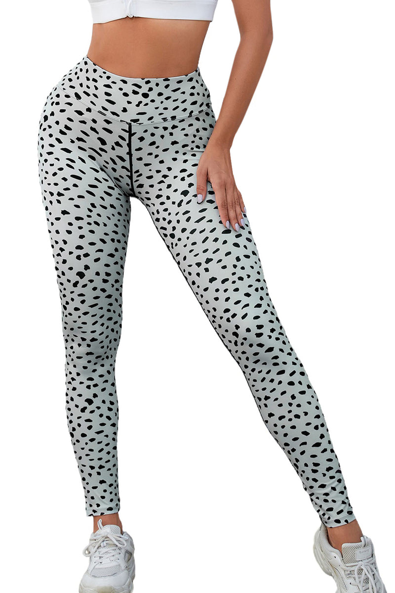 Apricot Dalmatian Spots Printed Stretchy High Waist Leggings