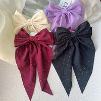 6Styles Girls Long Big Bow Float Satin Clips Back Head Hair Clip Internet Red with The Same Temperament Elegant Hair Accessories