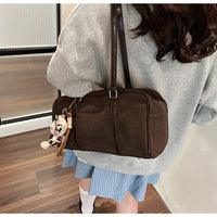 Casual Large Capaci Suede Bag Women 2024 New Autumn and Winter Retro Brown Commuter Shoulder Bag Pillow Bag