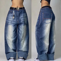 2024 American New Fashion Patch Baggy Casual Jeans For Men And Women Y2K High Street Harajuku High Waist Wide Leg Denim Trousers