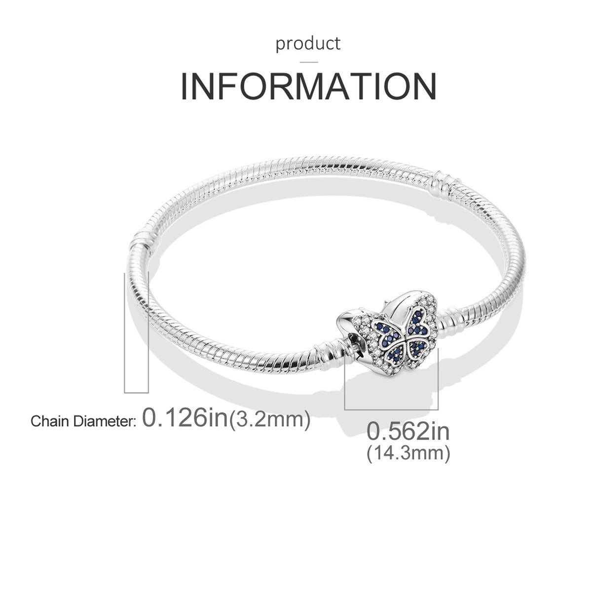 Silver Plated Stars Heart Shape Butterflies Clover Clasp Bracelet for Women Fit Original Charms Beads DIY Making Gift