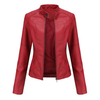 Leather coat  spring women leather jacket slim motorcycle clothing  Zipper fashion jackets and coats black high-quality clothing