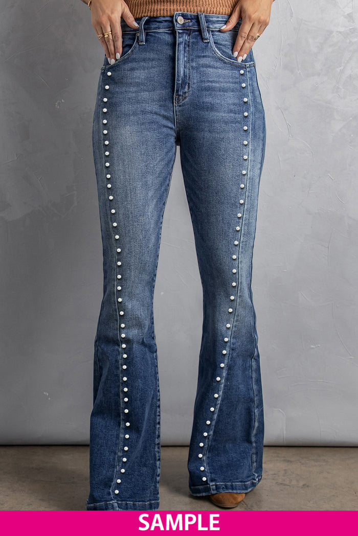 Blank Apparel - High Waist Flare Jeans with Pockets