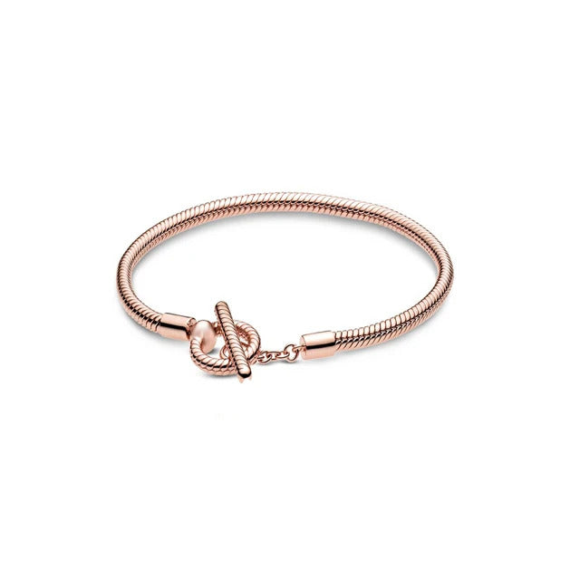 925 Silver Or Rose Gold Chain Love Jewelry Gifts Suitable For Pendant Charm Beads Women's Heart Bracelet