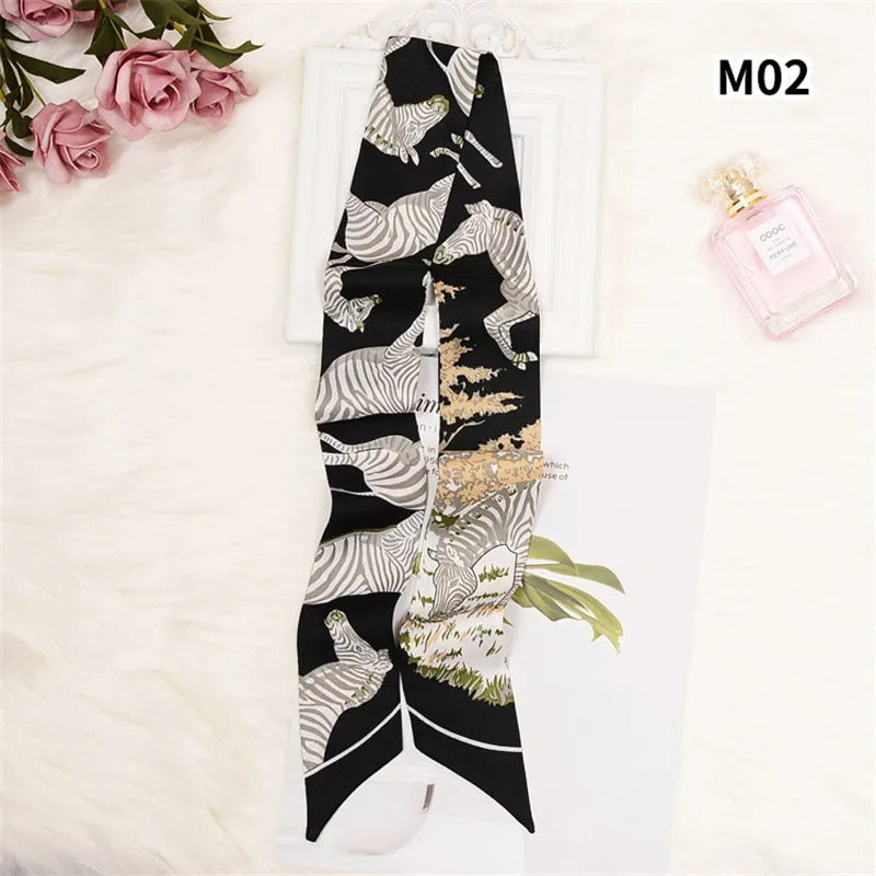 Horse Printing Bag Scarf 2024 New Small Skinny Silk Scarf Women Luxury Brand Foulard Women Tie Fashion Head Scarves For Ladies