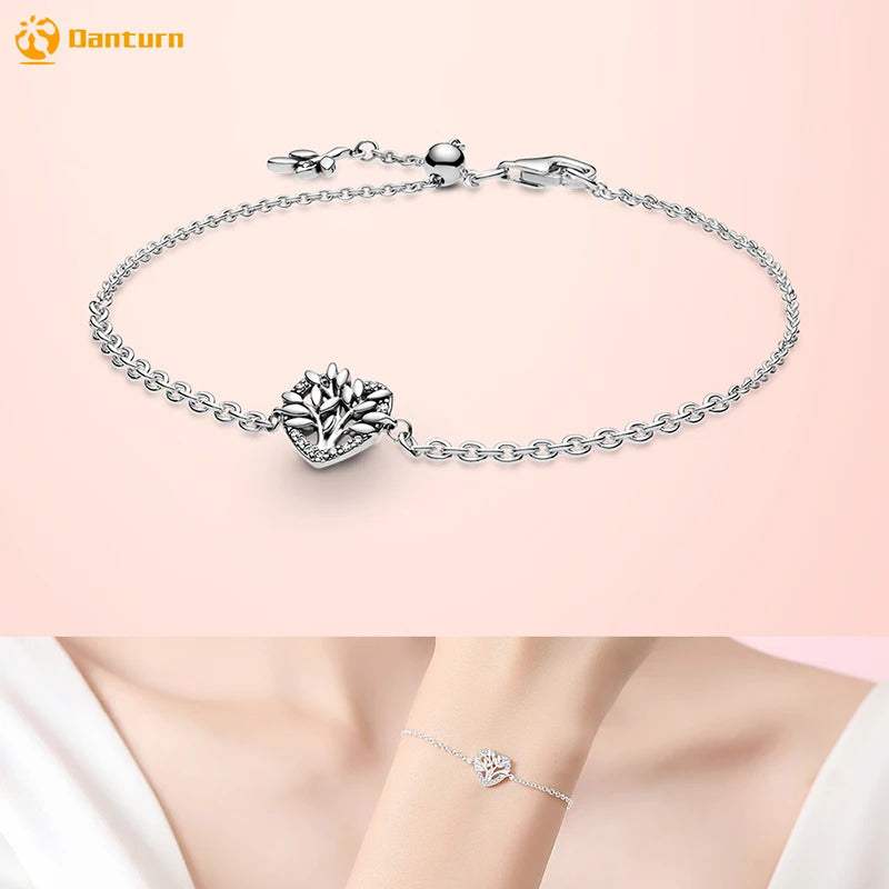 Danturn 925 Sterling Silver Bracelets Gold Heart, Butterfly Crown Women Bangles Luxury Jewelry Anniversary GIft DIY Fashions