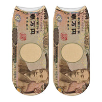 Interesting banknotes, currency, creative design, casual socks, street happy socks, fashion men's and women's home socks