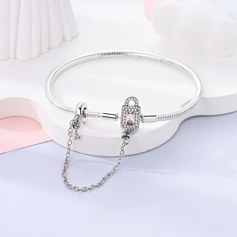 Original Bracelets 925 Silver 17-20CM Heart Safety 3mm Chain Snake Bone Bracelet Fit DIY Charms Bead Birthday Jewelry Gifts