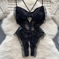 Underwear Sexy Camis Bodysuits Women Bow Hollow Out Fashion Open crotch Slim Playsuit Summer Singeric Lace Rompers Lingerie hot