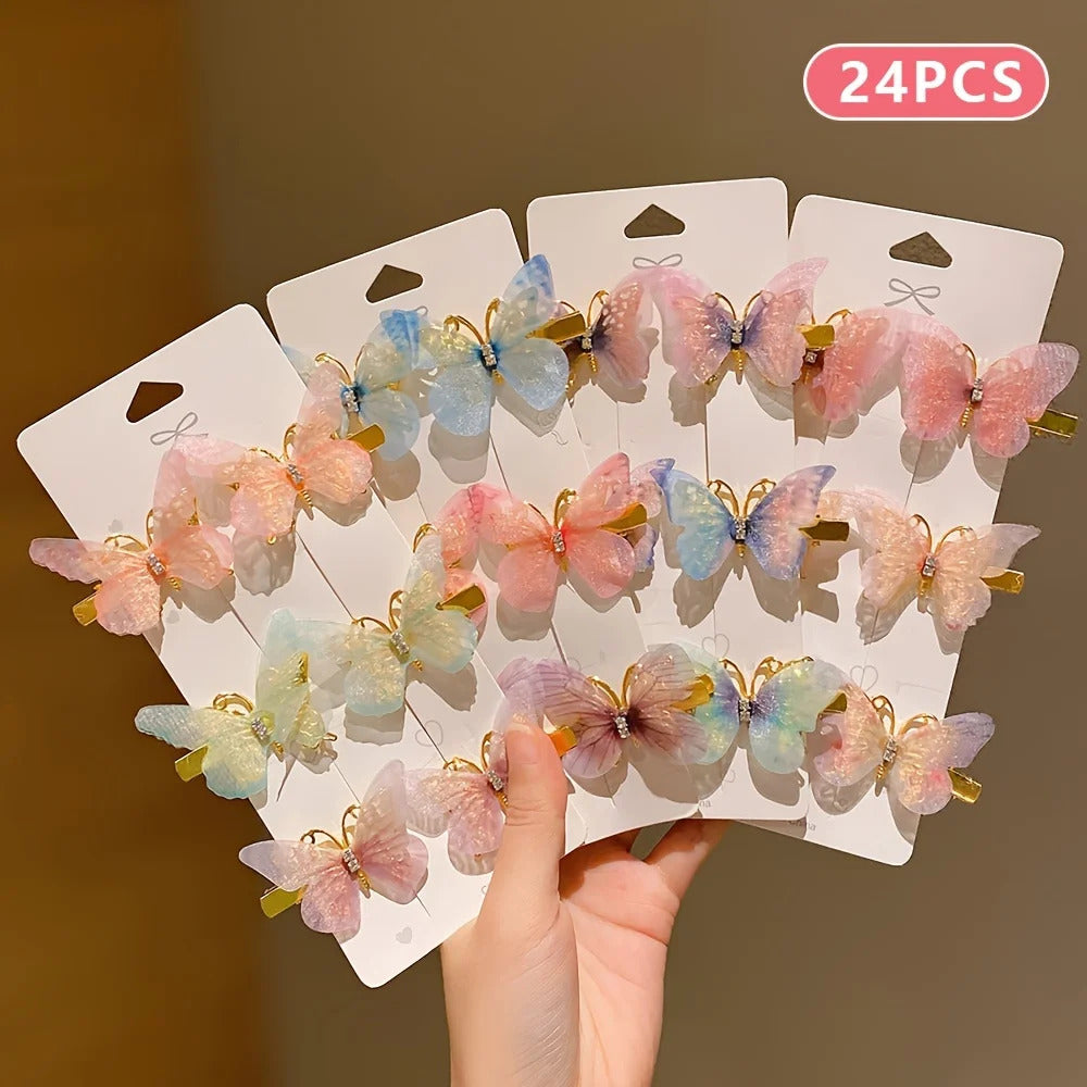 6/12/24/36 pieces of sweet girl butterfly hairpins that do not hurt hair, super nice and cute hairpins