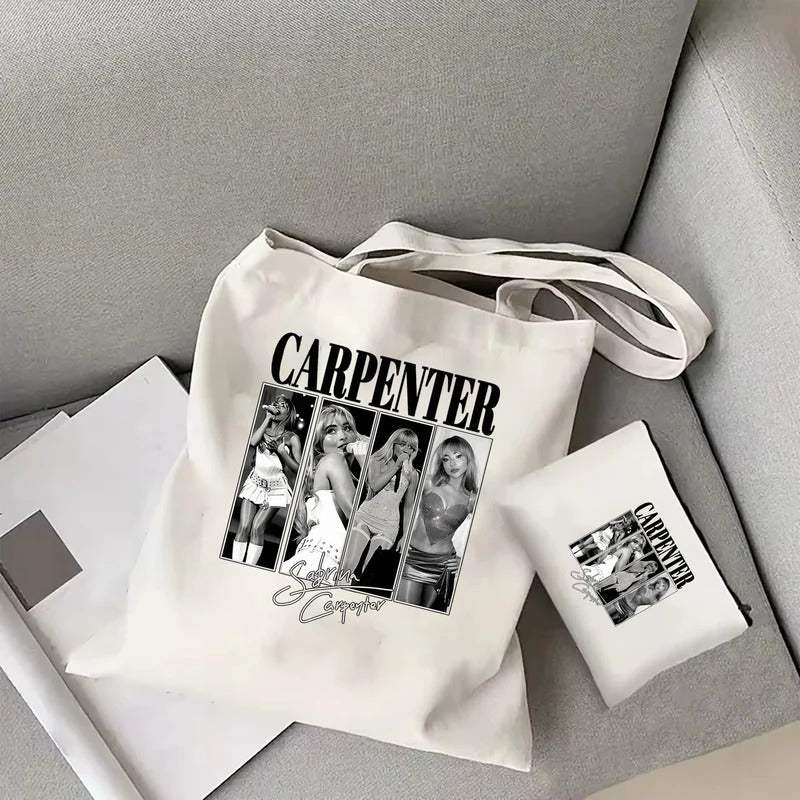 Vintage Sabrina Carpenter 2024 Tour tote bag Women's concert fashion portable shoulder bag Sabrina Carpenter fan Gift tote bag