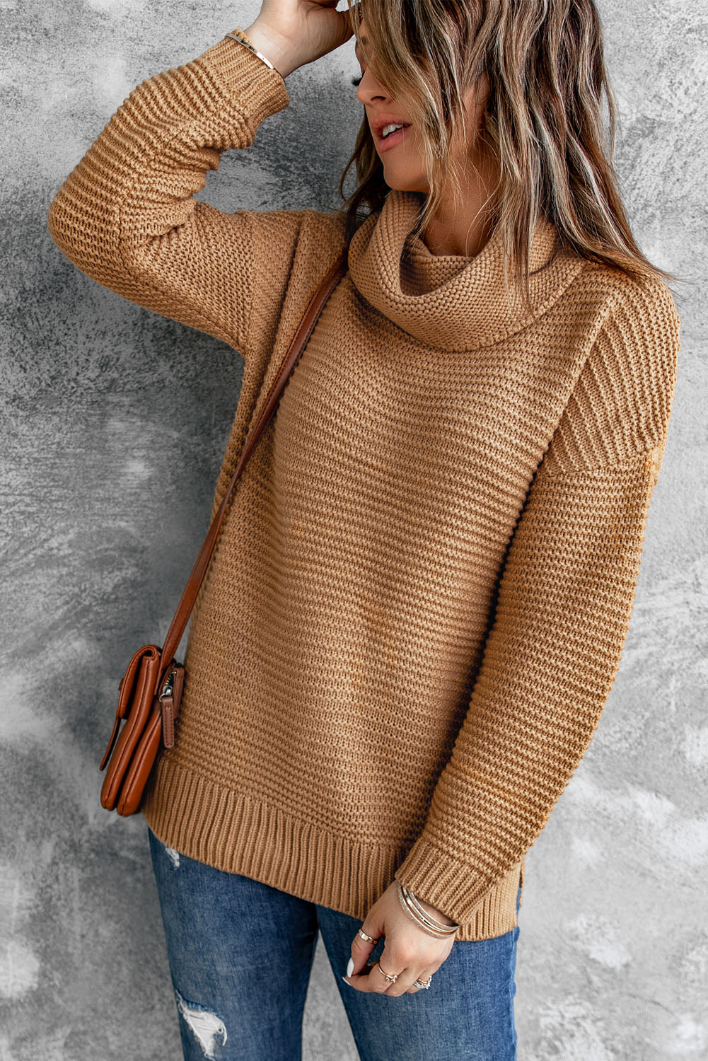 Sage Green Cozy Long Sleeves Turtleneck Sweater