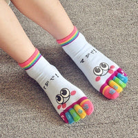 Cute Casual Five-toed Crew Finger Show Funny Short Cartoon Cotton Smiley Bear Socks