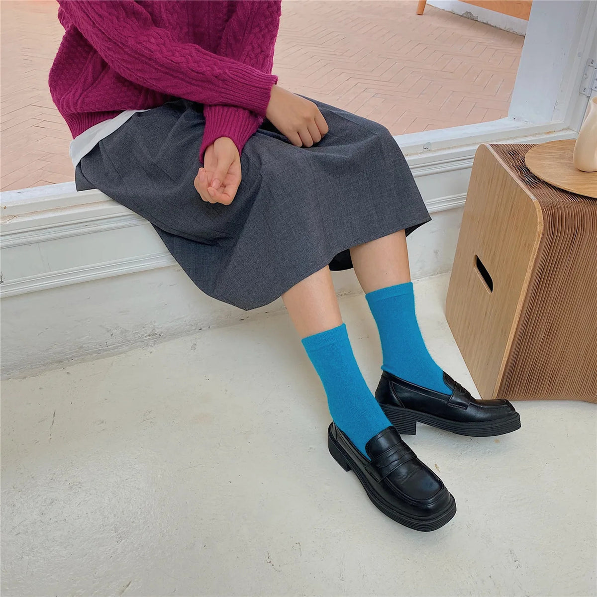 Winter Thicken Warm Long Socks Rabbits Hair Women's Socks Solid Thermal Cashmere Harajuku Crew Sock News Fashion Japanese Kawaii