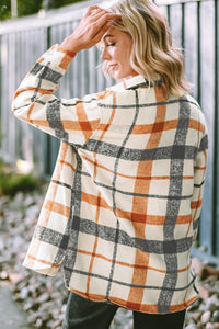 Plaid Print Turn Down Collar Buttoned Shacket