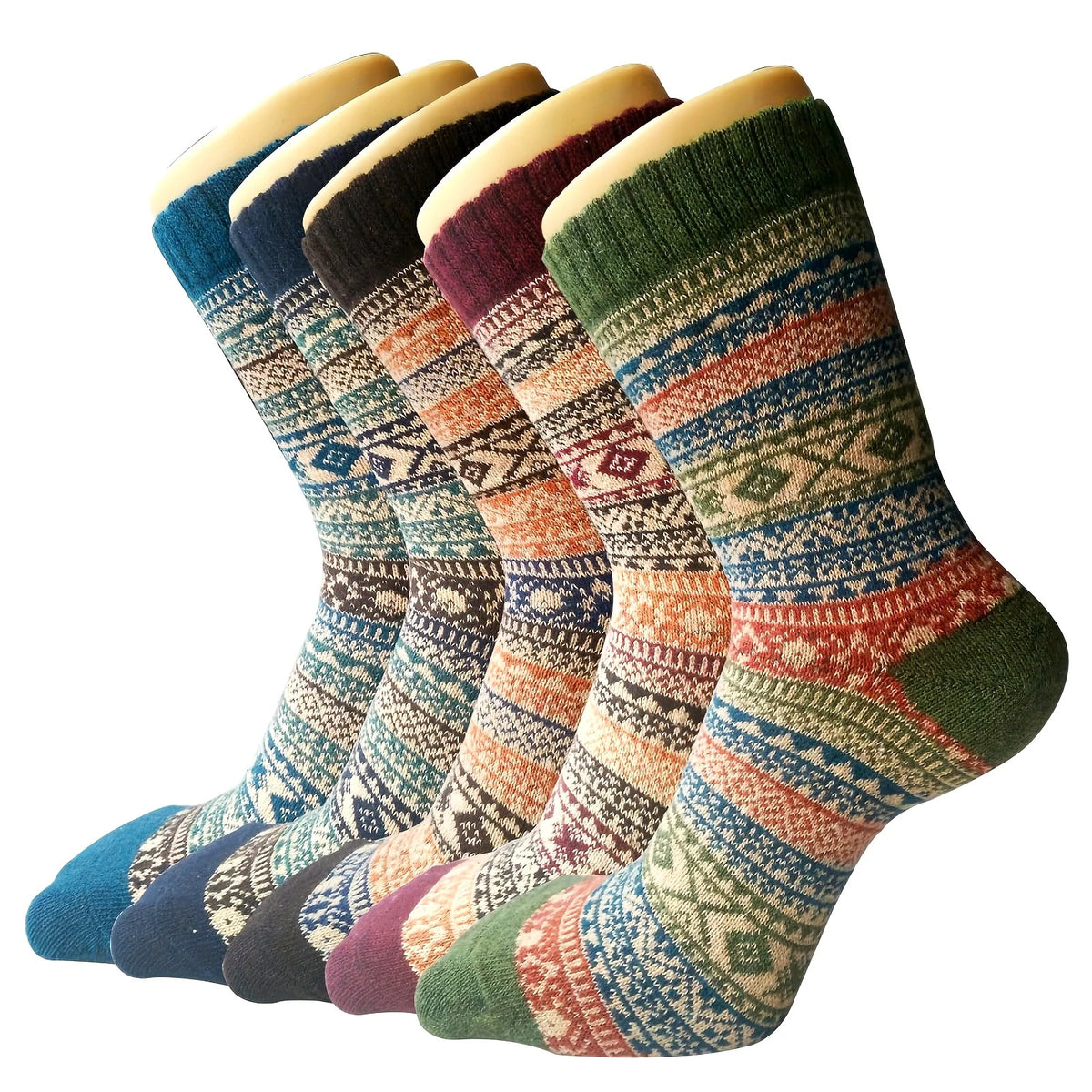 5 Pairs Women's Autumn Winter Wool Socks Warm Soft Mid Length Socks Ultra Thick Harajuku Women's Antifreeze Cashmere Short Socks