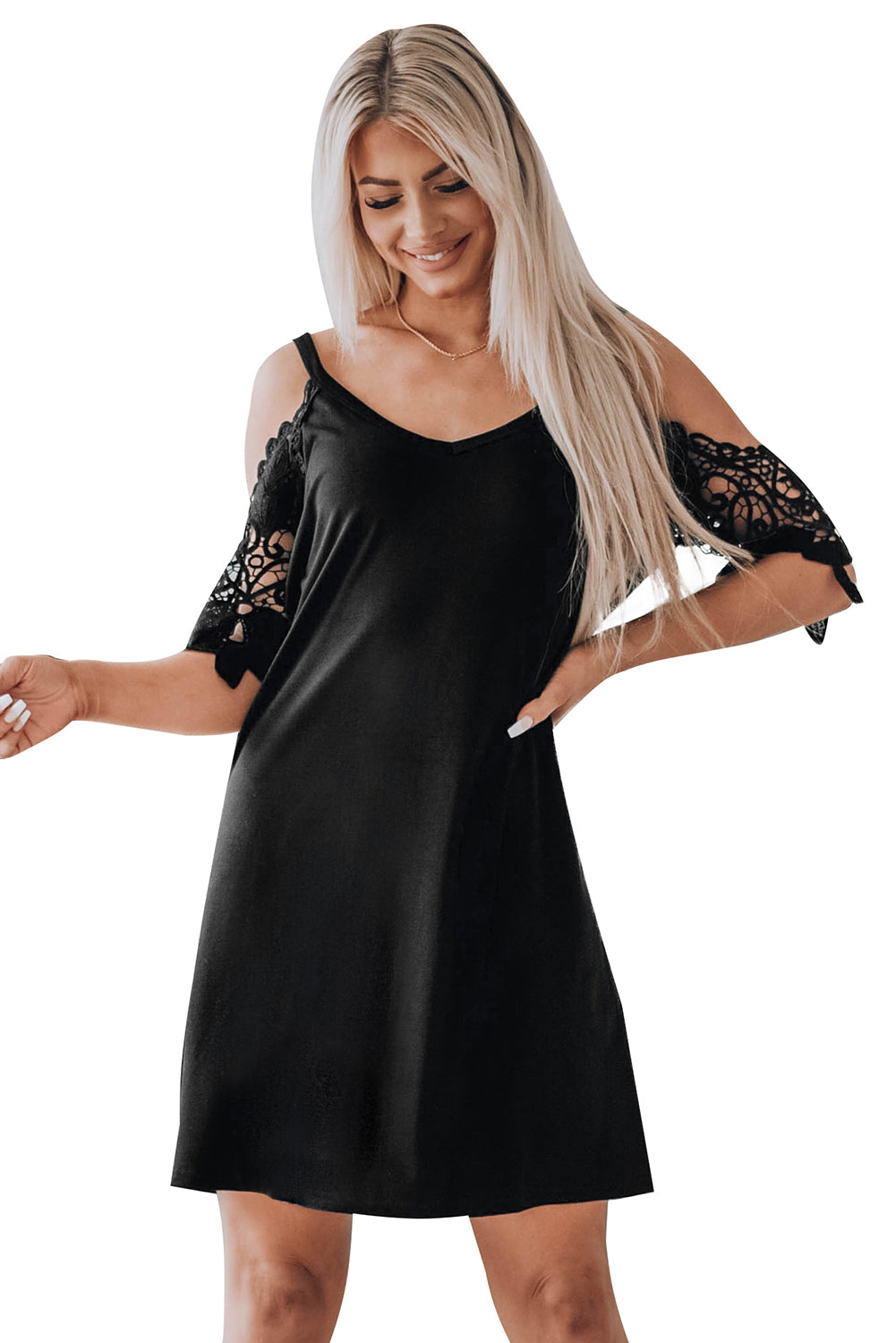 Blank Apparel - Black Cold Shoulder Mini Dress