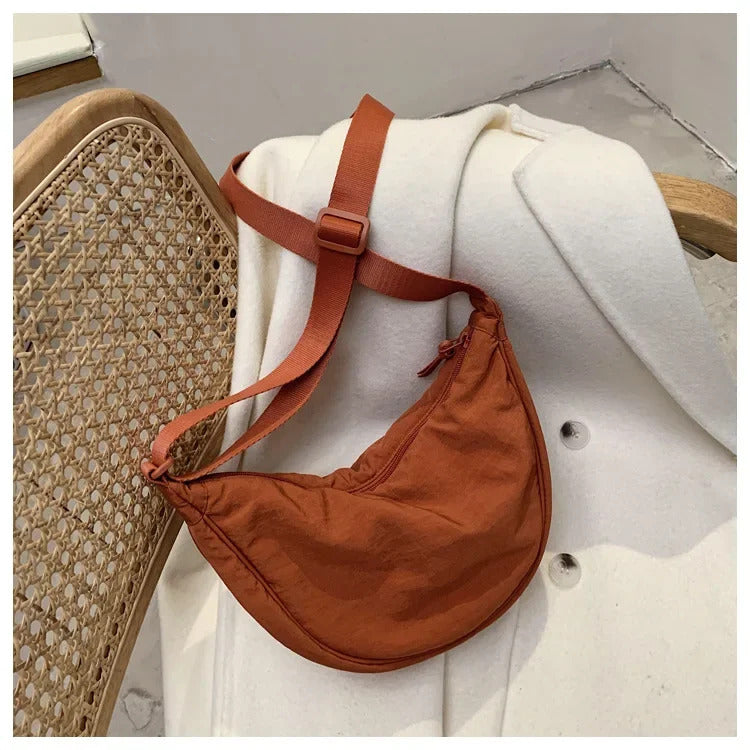 Casual Nylon Hobos Crossbody Bag for Women Shoulder Bag Woman Half Moon Chest Bags Tote Lady Travel Shopper Bag Female Purses