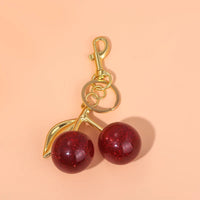 Red Cherry Bag Charm Keychain Exquisite Elegant Small Fresh Cherry Y2K Keyring for Women Backpack Purse Pendant Accessories Gift