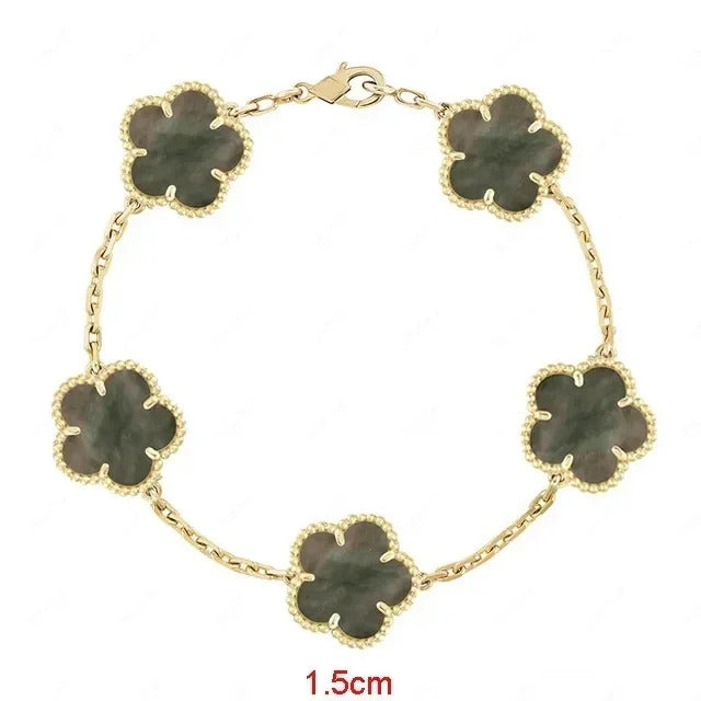 925 Sterling Silver Bracelet with Multiple Stones, Lucky Clover High Quality Elegant Classic Ladies Party Dating Birthday Gift