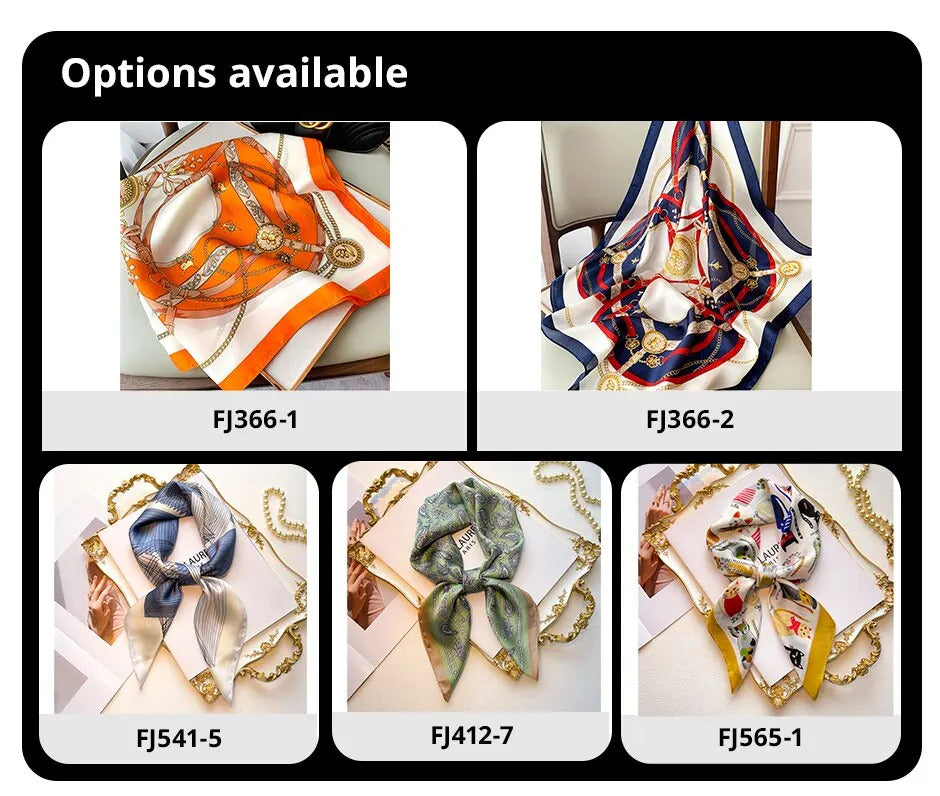 70cm Silk Feeling Square Scarf Women Satin Bandana Print Scarves Head Band Fashion Lady Hair Shawl Wrap Female Neckerchief Hijab