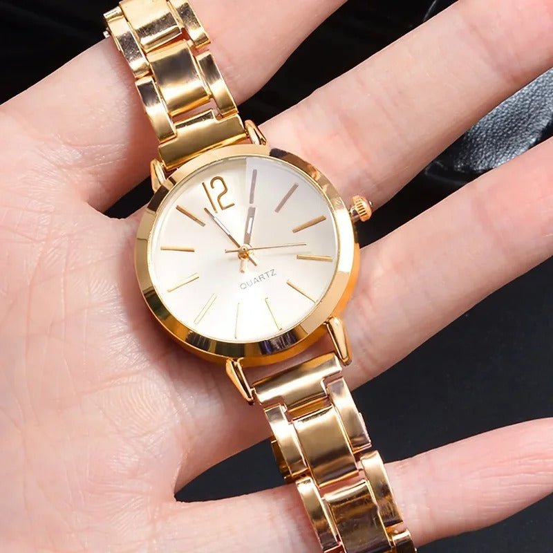 Ladies Fashion Simple Digital Alloy with Quartz Watch Bracelet 2pcs Set Luxury Women Simple Dial Ladies Watches Reloj Mujer