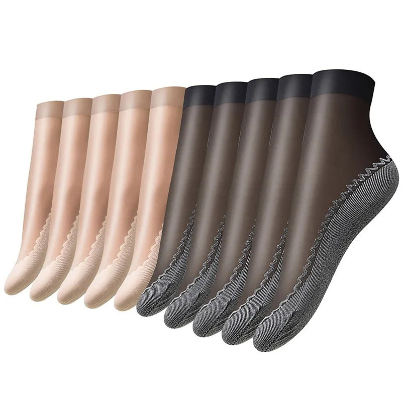 1/5/10pairs Womens Anti-Slip Socks ,Sweat Absorbing Cotton Bottom Velvet Socks, Ultrathin Breathable Summer Autumn Casual Sock