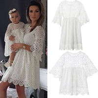 2018-08-16 Lioraitiin 0-5Years Family Matching Clothes Women Kids Girls Dress Lace Floral Wedding Party Prom Dress Baby