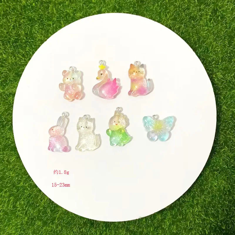 10pcs  Simulated Cute  Rabbits Dogs Cats Resin Charms Accessory Pendants Handmade  Jewelry DIY Earring Necklace