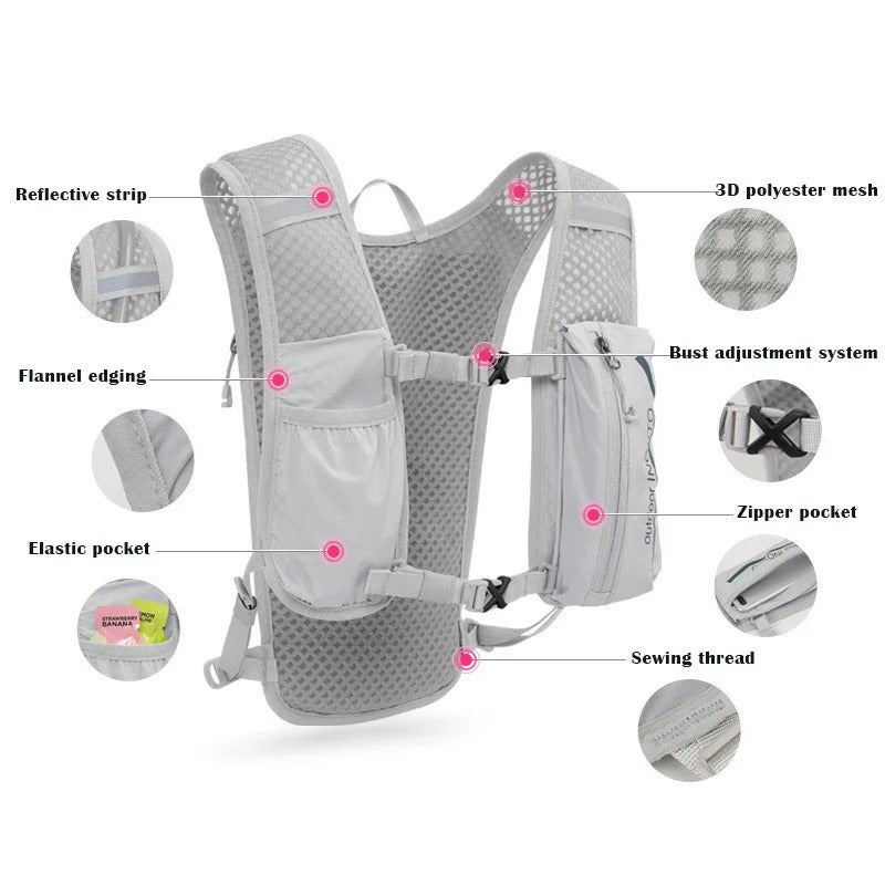 5L Breathable Hydration Vest Trail Running Backpacks Lightweight Cycling Run Jogging Marathon Backpack Riding Bike Climbing Bag