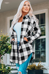 Blue Turn-down Collar Plaid Shirt Jacket