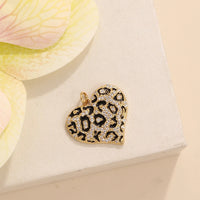 BenS Leopard Pattern Heart Pendant Enamel Dripping oil charms for DIY handmade Necklace Jewelry accessories wholesale P17