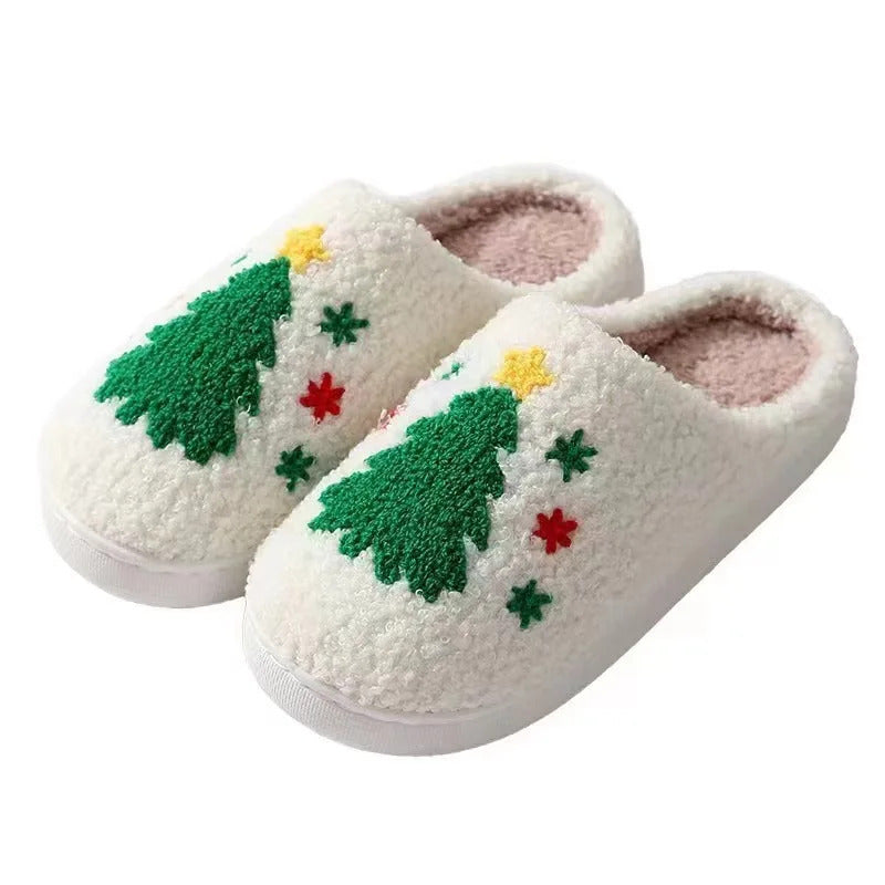 2024 Autumn Winter Family Fashion Slippers Women Home Warm Cartoon Flat Sandals Men Cute Non-slip Slides Couples Christmas Shoes