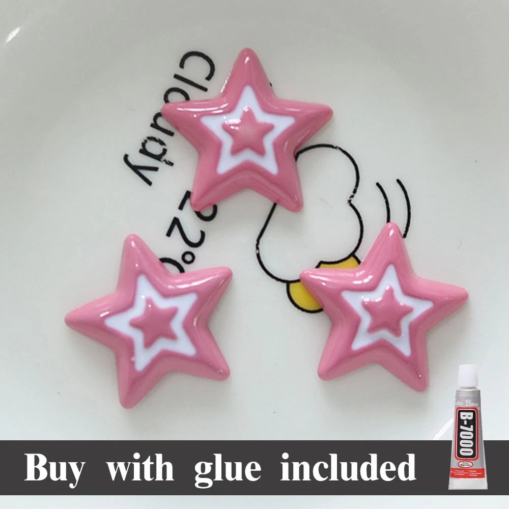 AuraVita 10PCS Resin Letter Heart Star Charms Cute Set Flatback Accessories DIY Craft Hair Clip Phone Case Scrapbooking Making