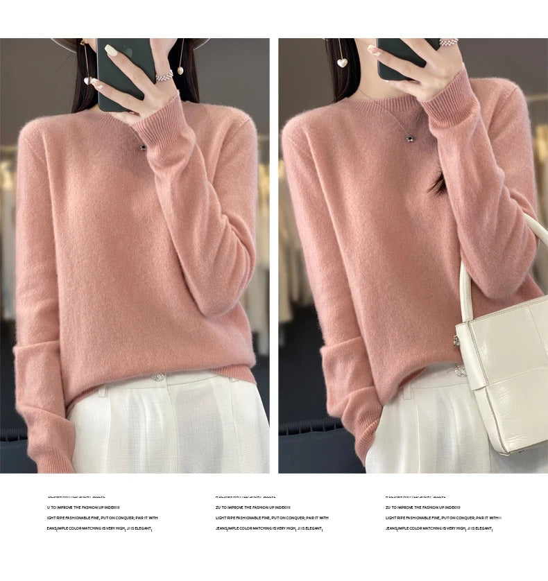 New cashmere sweater women's sweater in autumn and winter 100% merino wool fashion O-neck autumn warm pullover top