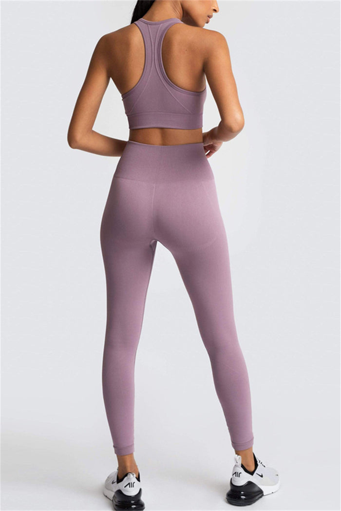 Valerian Solid Color Sports Bra and High Waist Leggings Active Set