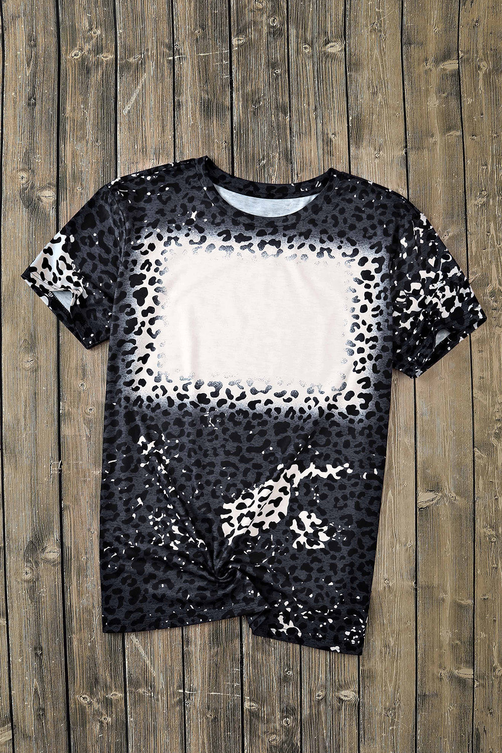 Leopard Blank Apparel- Bleached Leopard Crew Neck T-shirt