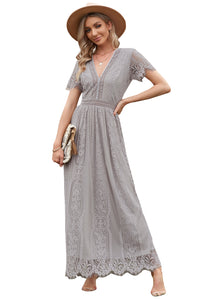 Fiery Red Blue Fill Your Heart Lace Maxi Dress