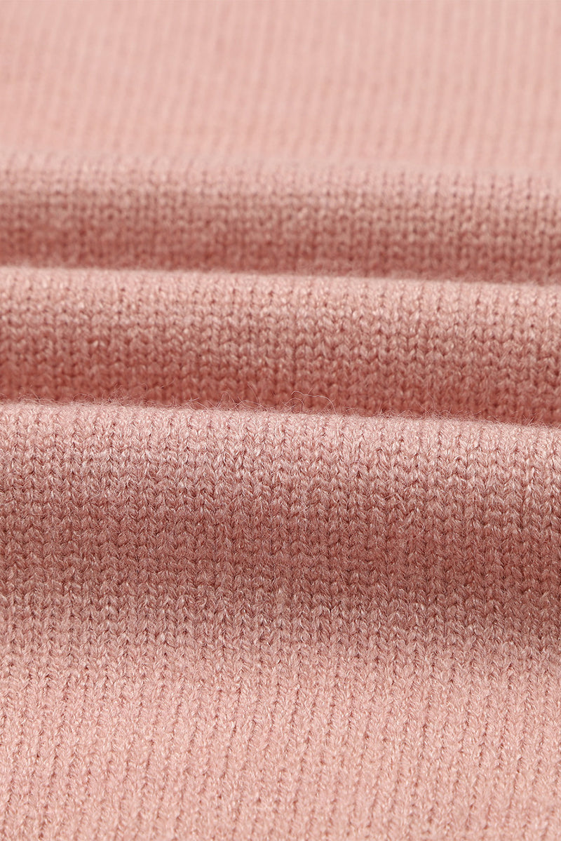 Pink Textured Bubble Sleeve Knit Sweater