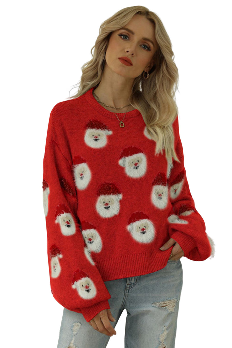 Fiery Red Christmas Santa Claus Pullover Sweater