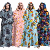 Winter Hoodies Sweatshirt Women Men Pullover Fleece Giant TV Oversized Blanket with Sleeves Adult Halloween Pumpkin Clothing