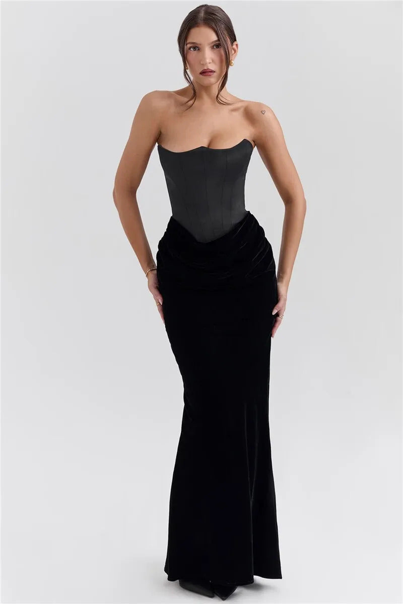 Mozision Off-shoulder Strapless Sexy Maxi Dress For Women Elegant Sleeveless Backless Bodycon Club Party Evening Long Dress