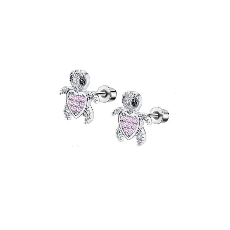 1/ 6 Pairs Hypoallergenic Screwback Earrings for Women Girls, 316L Stainless Steel Cute CZ Screw Back Earring Studs Set 20G